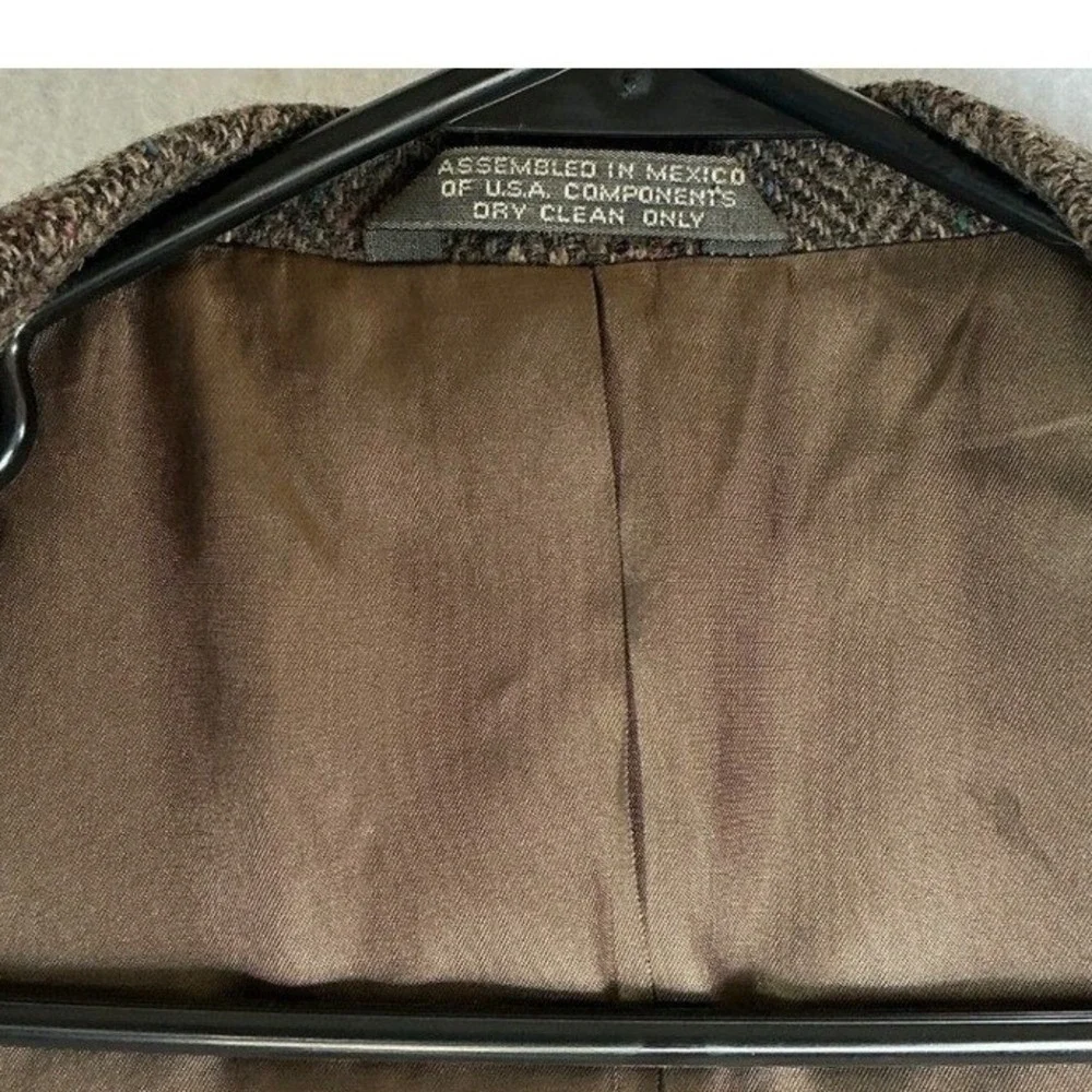 Imperial by Haggar Blazer Mens 46L‎ Brown Wool Herringbone Striped Sport Coat - Picture 11 of 11
